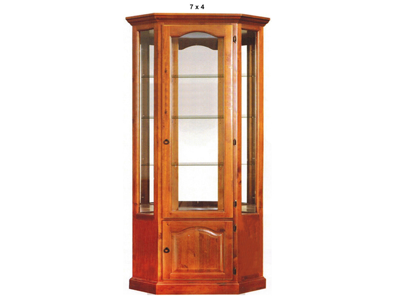 NEW YORK (AUSSIE MADE) CRYSTAL CORNER DISPLAY CABINET WITH MIRRORED BACK COLLECTION - ASSORTED STAINED COLOURS - STARTING FROM $1799