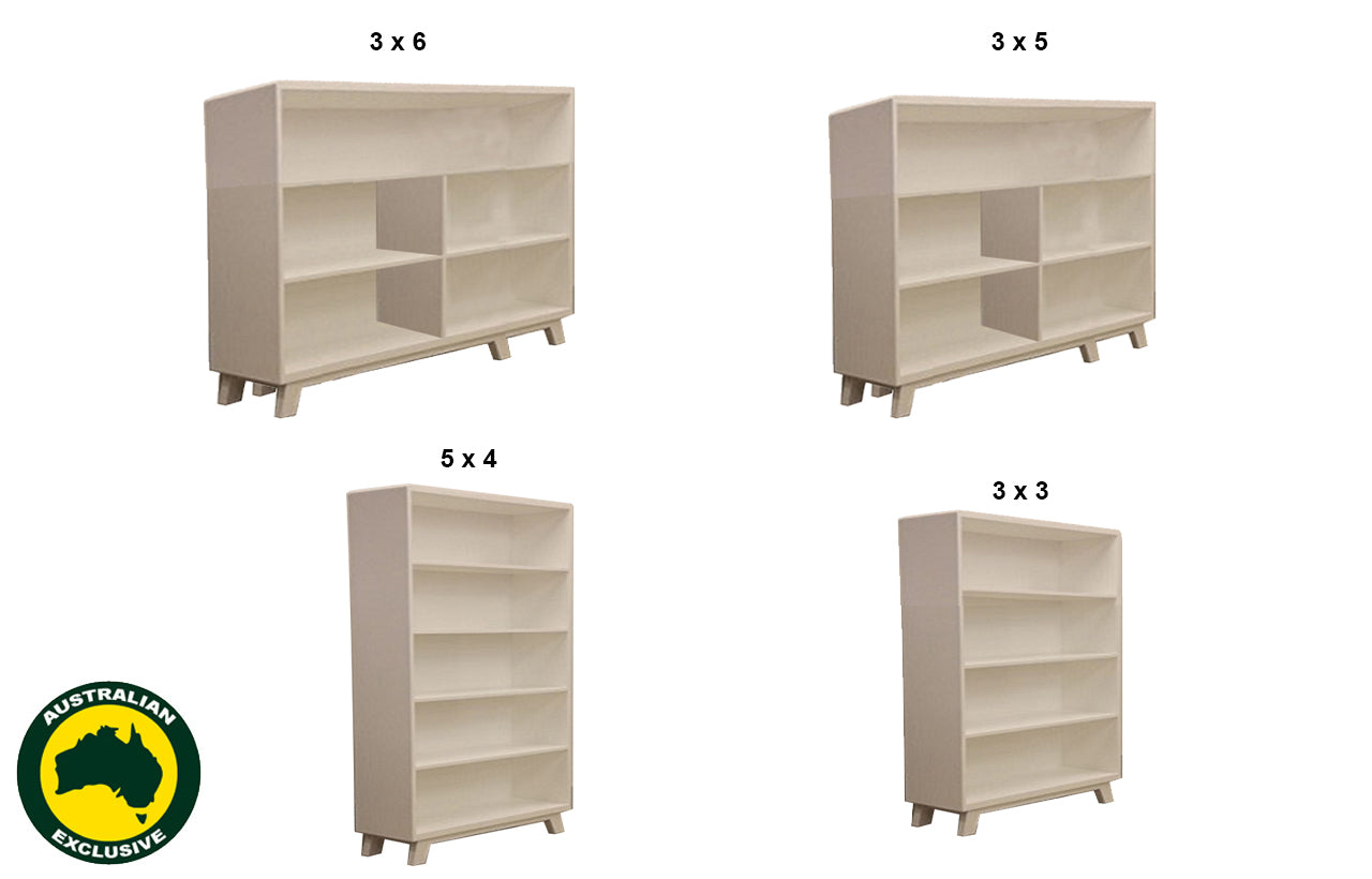NEWPORT (AUSSIE MADE) LOWLINE BOOKCASE COLLECTION - ASSORTED STAINED COLOURS - STARTING FROM $499