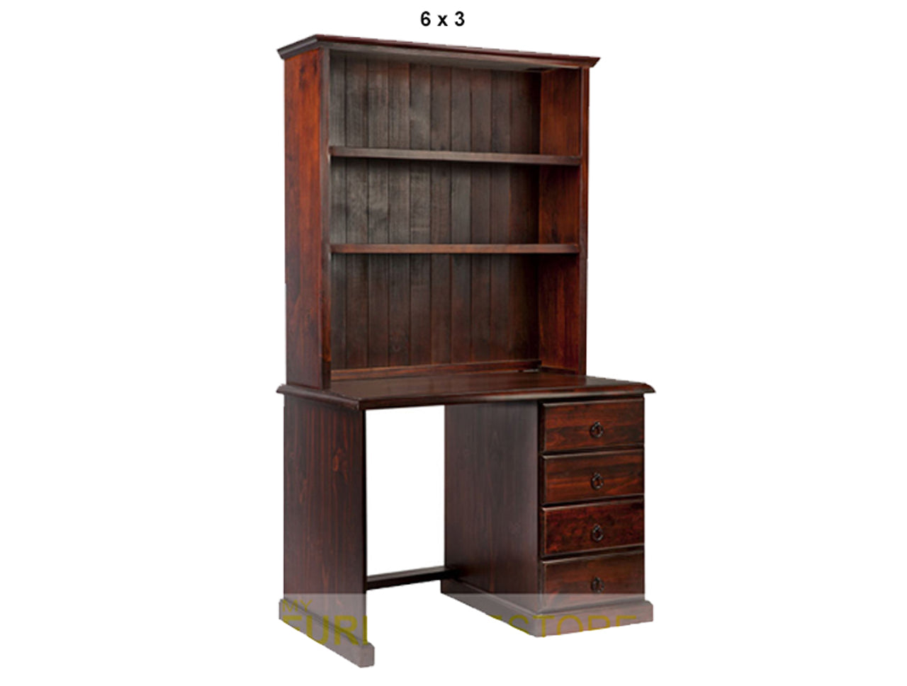 NOOSA (AUSSIE MADE) 4 DRAWER TIMBER DESK & HUTCH COLLECTION - ASSORTED STAINED COLOURS - STARTING FROM $899