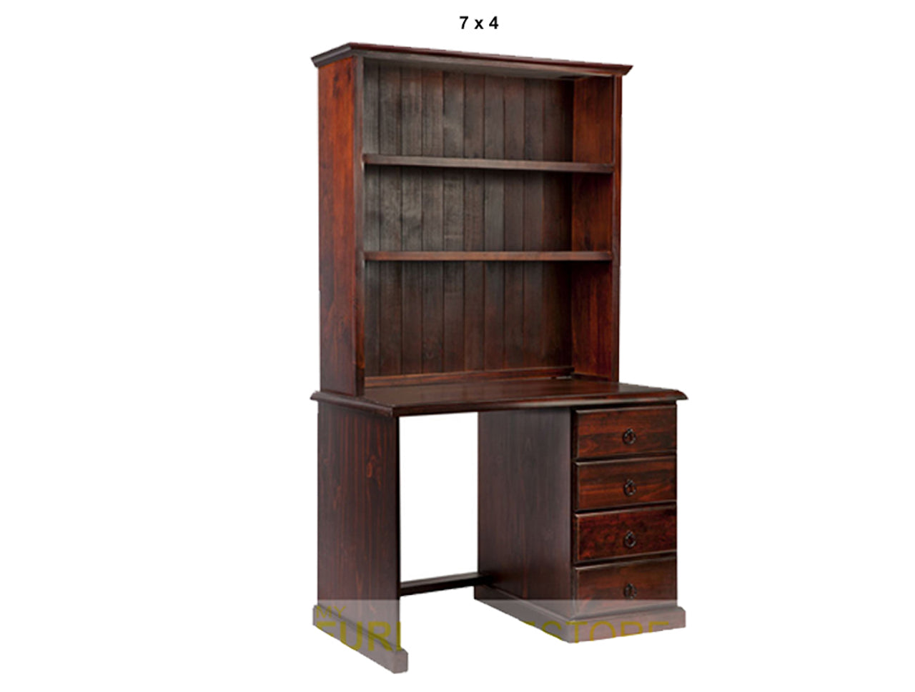 NOOSA (AUSSIE MADE) 4 DRAWER TIMBER DESK & HUTCH COLLECTION - ASSORTED STAINED COLOURS - STARTING FROM $899