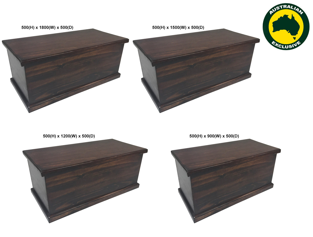 NOOSA (AUSSIE MADE) STORAGE BOX ALL SMOOTH COLLECTION - ASSORTED STAINED COLOURS - STARTING FROM $449
