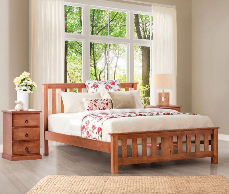 CARRINGTON DOUBLE OR QUEEN 3 PIECE BEDSIDE BEDROOM SUITE WITH STANDARD CASE GOODS - ASSORTED COLOURS