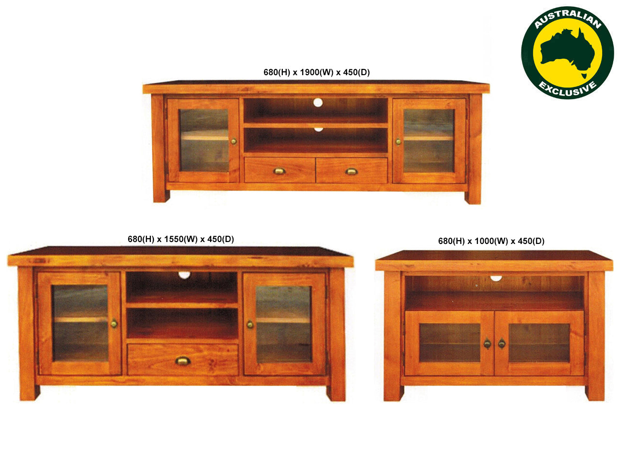 OHIO TV UNIT 2 DOORS COLLECTION - BLACKWOOD - STARTING FROM $449