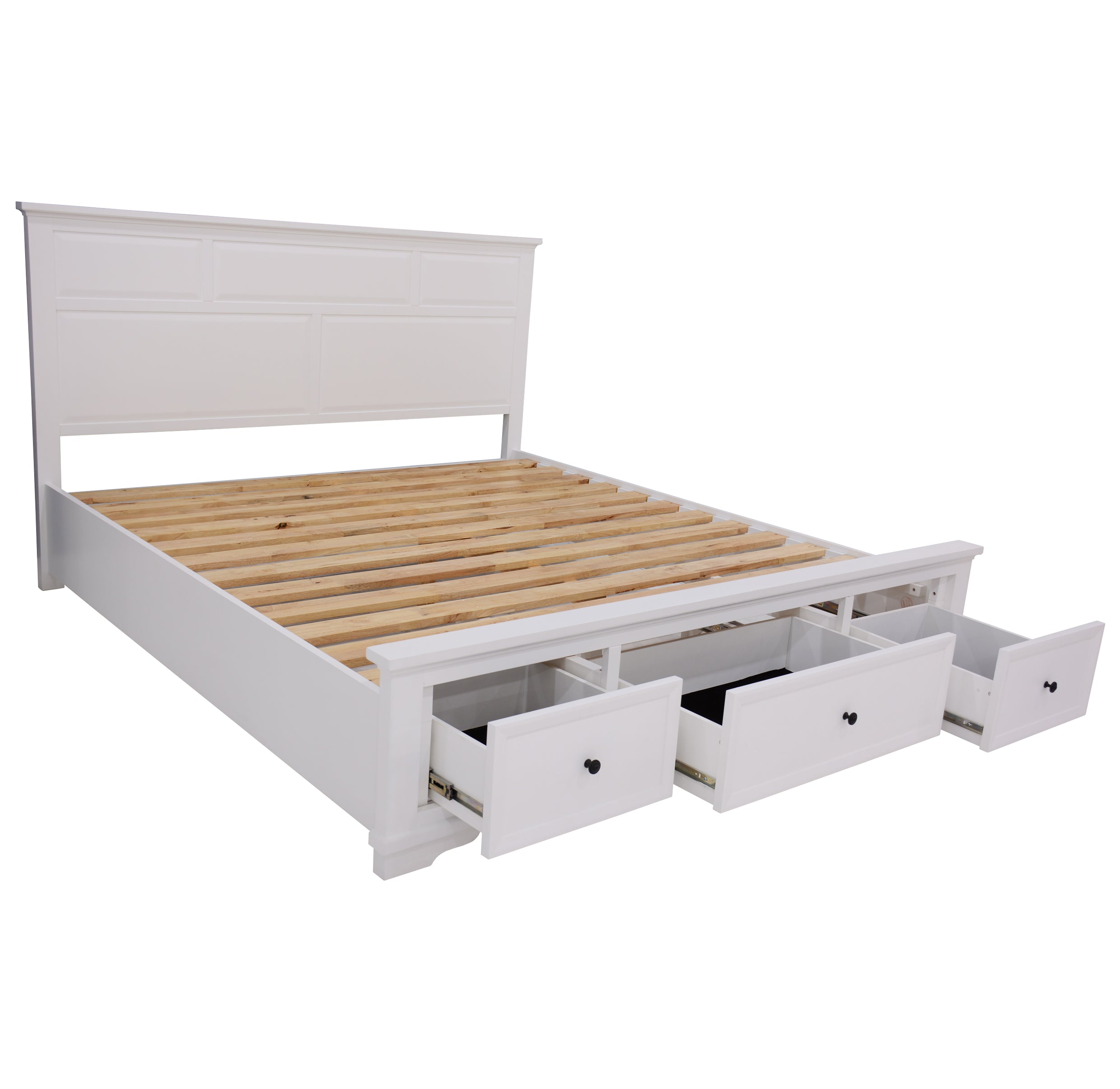 CHANELLE KING 4 PIECE (TALLBOY) BEDROOM SUITE (22-9-5-14-14-1) - WHITE