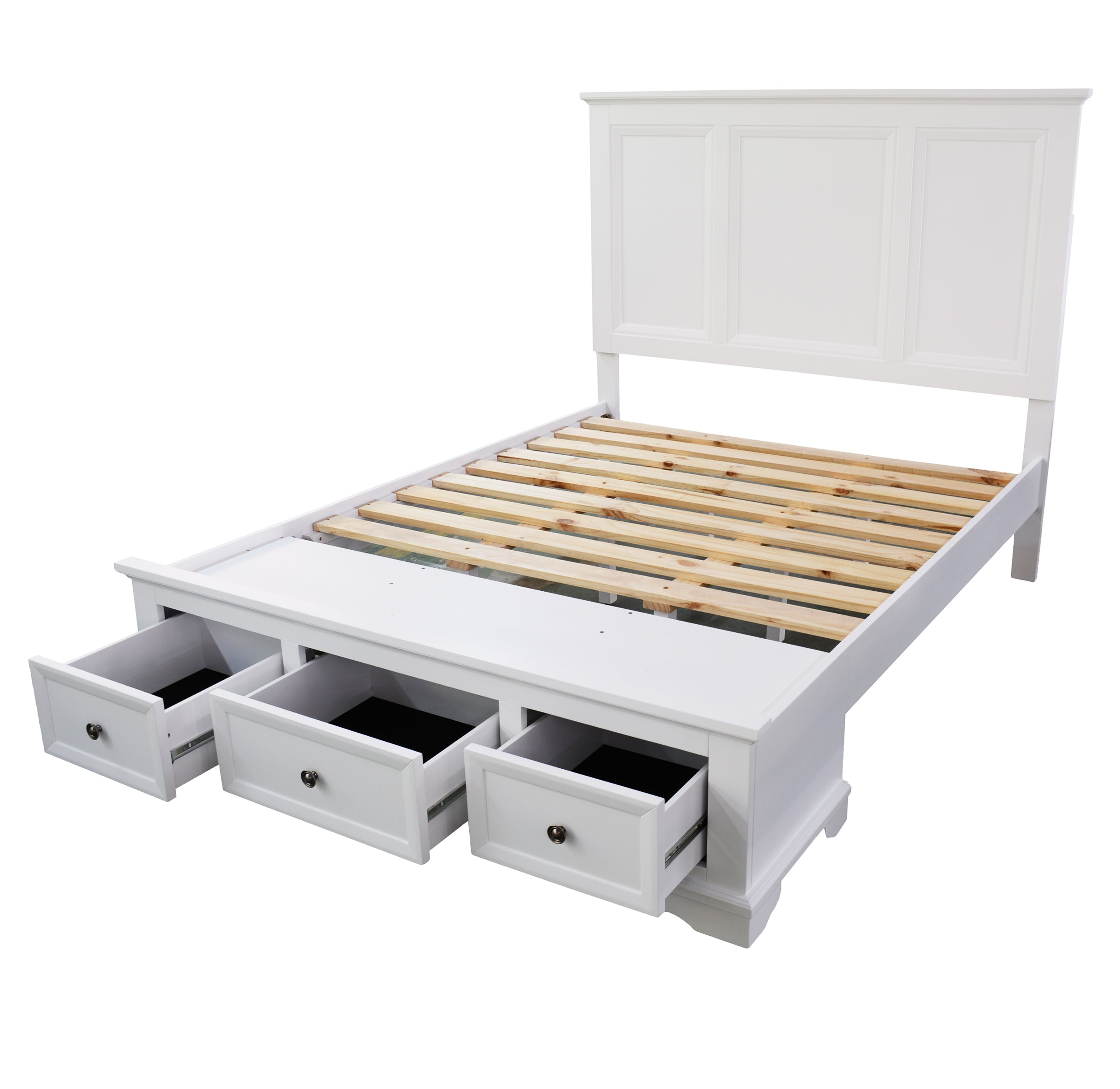 KING AUSTIN TIMBER BED FRAME - WHITE