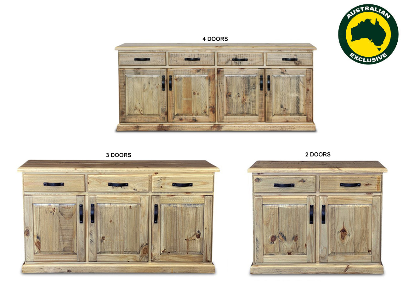 OUTBACK (AUSSIE MADE) BUFFET COLLECTION - ASSORTED STAINED COLOURS - STARTING FROM $799
