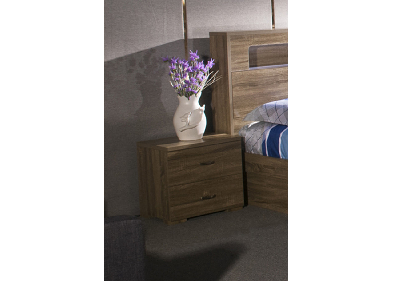 DALLAS DOUBLE OR QUEEN 6 PIECE (THE LOT) STORAGE FRONT GAS LIFT OR SIDE DRAWERS BED - GREY OAK