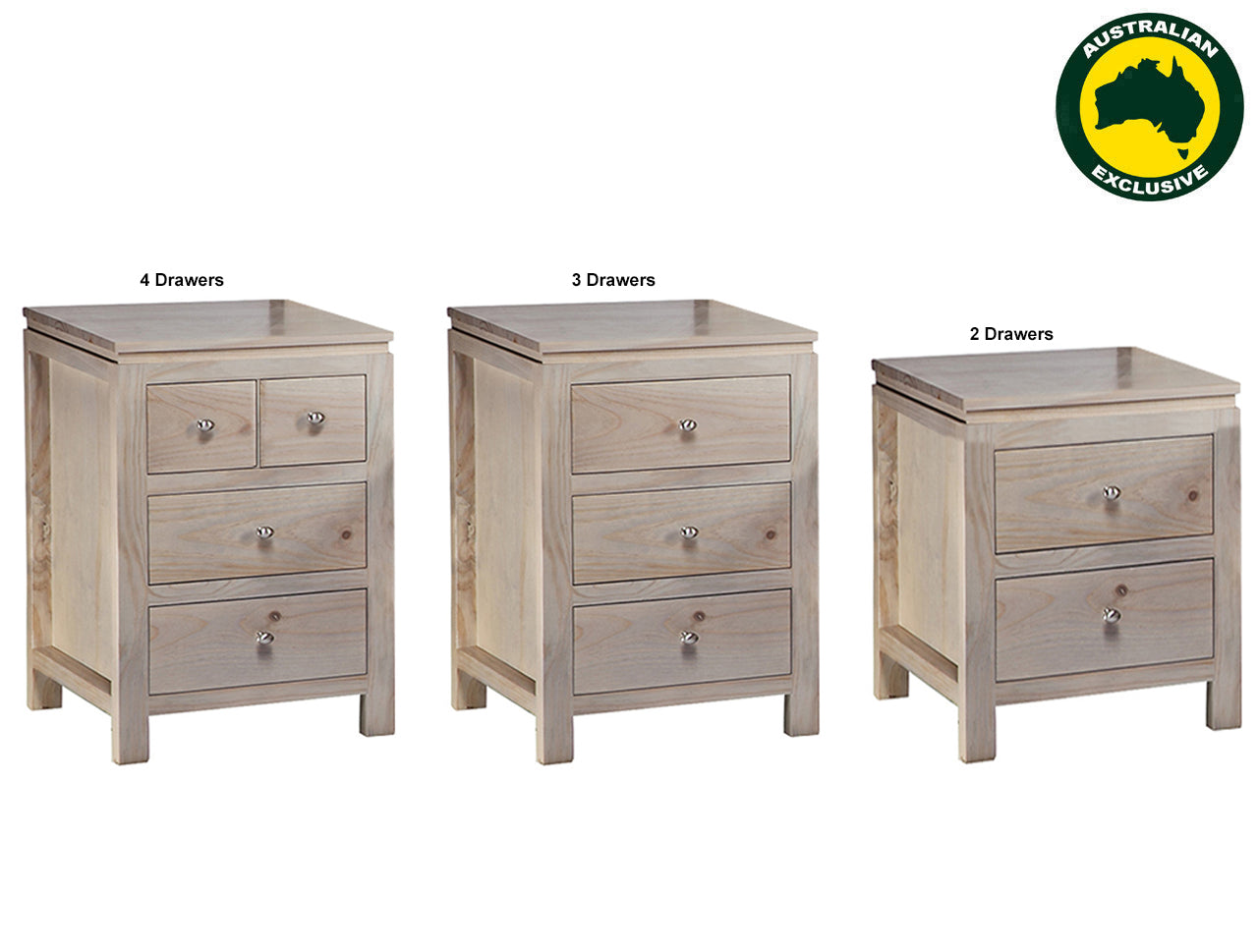 OZARK (AUSSIE MADE) BEDSIDE TABLE COLLECTION - ASSORTED STAINED COLOURS - STARTING FROM $399