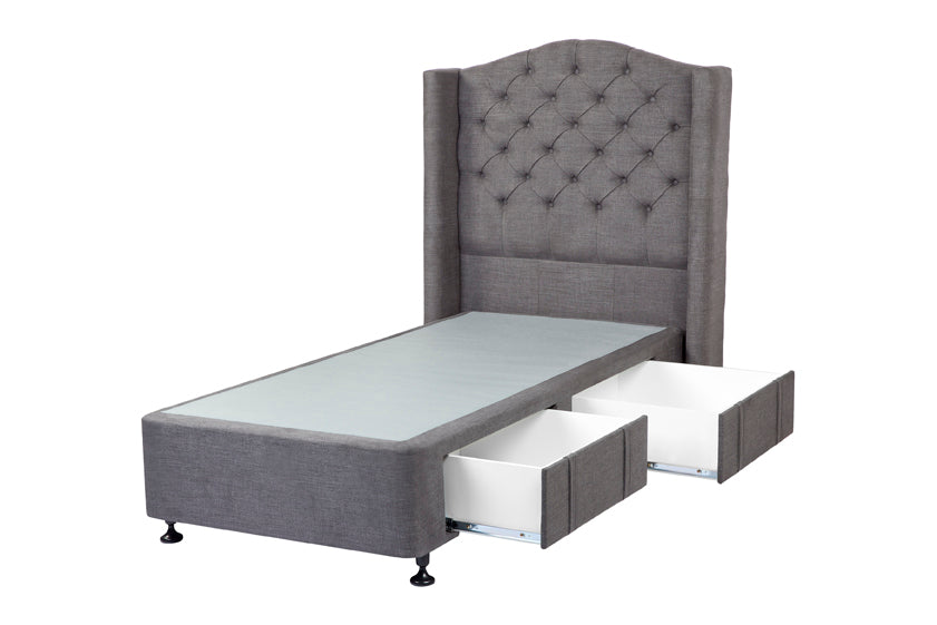DOUBLE WANDA LINEN FABRIC UPHOLSTERED BED WITH 4 DRAWERS - ASSORTED COLOUR