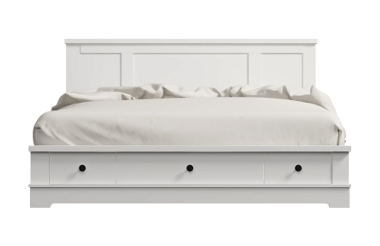 KING PERNILLE BED FRAME WITH STORAGE DRAWERS - WHITE