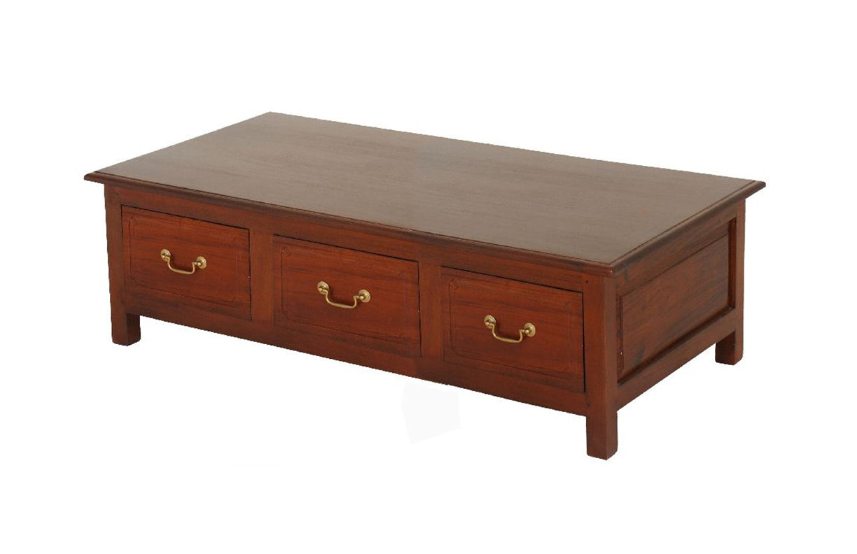 PUREVIEW 6 DRAWER STRAIGHT LEGS COFFEE TABLE (CT006KL) - 1300(W) X 700(D) - MAHOGANY