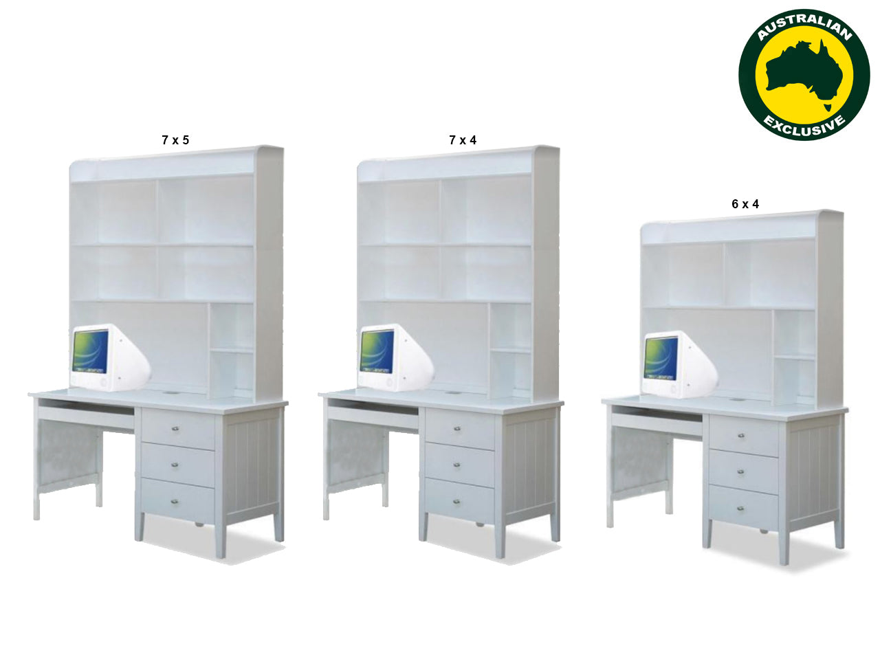 PACIFIC (AUSSIE MADE) STUDY DESK AND HUTCH COLLECTION - ASSORTED PAINTED COLOURS - STARTING FROM $1299
