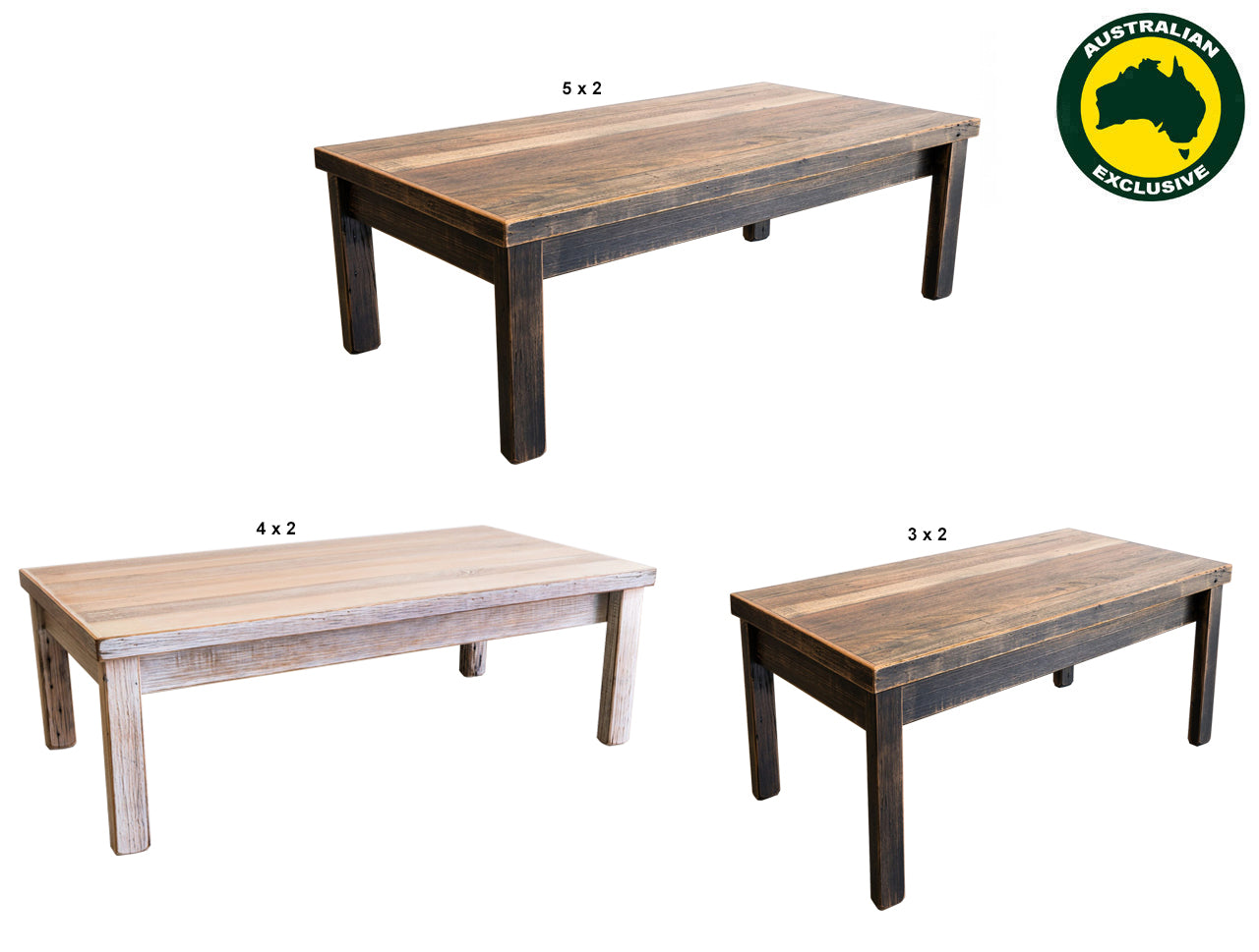 PALING (AUSSIE MADE) COFFEE TABLE COLLECTION - ASSORTED STAINED COLOURS - STARTING FROM $399