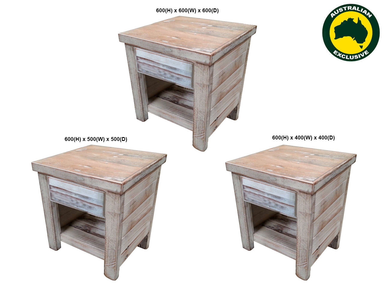 PALING (AUSSIE MADE) LAMP TABLE WITH 1 DRAWER COLLECTION - ASSORTED STAINED COLOURS - STARTING FROM $549