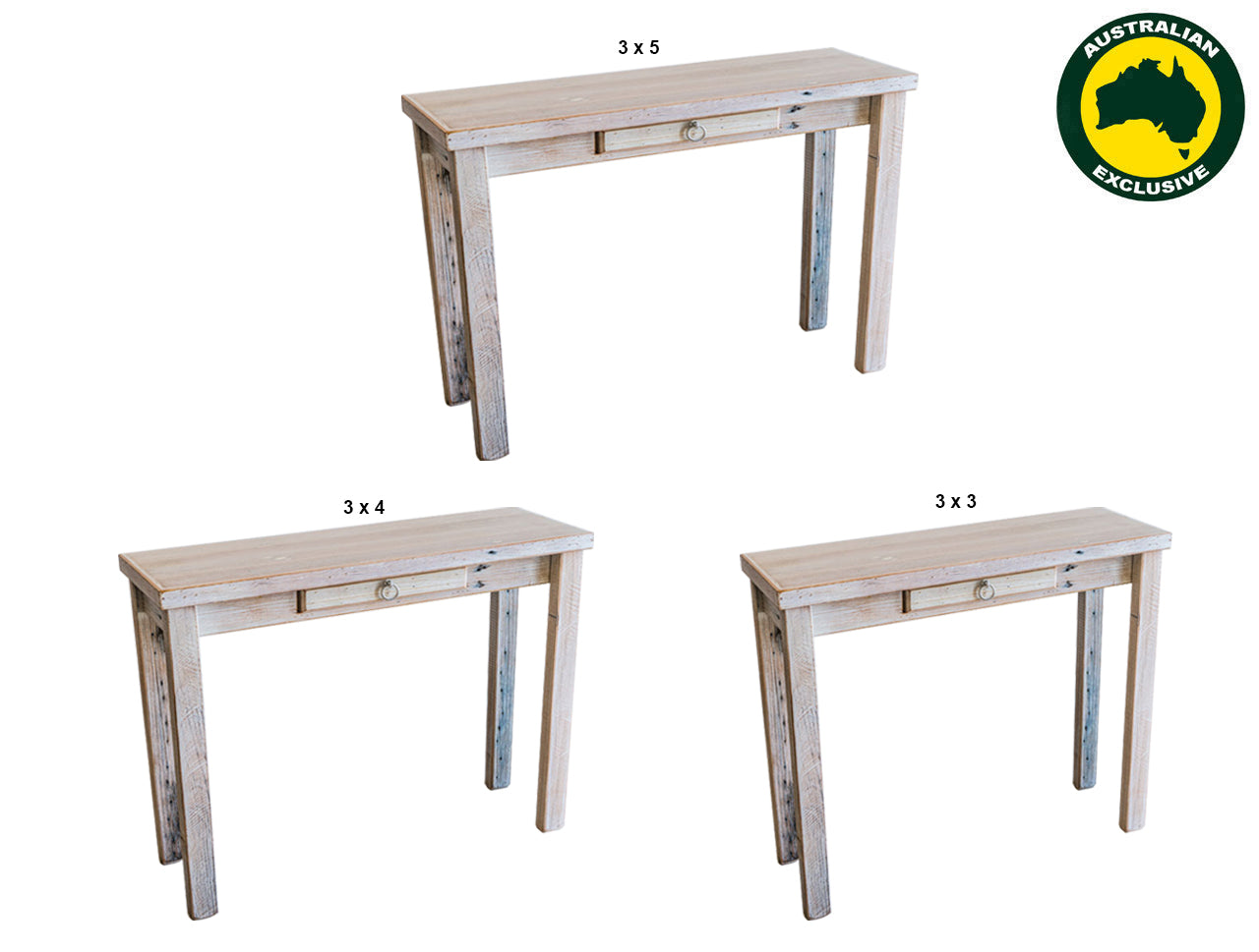 PALING (AUSSIE MADE) CONSOLE / HALL TABLE WITH 1 DRAWER COLLECTION - ASSORTED STAINED COLOURS - STARTING FROM $499