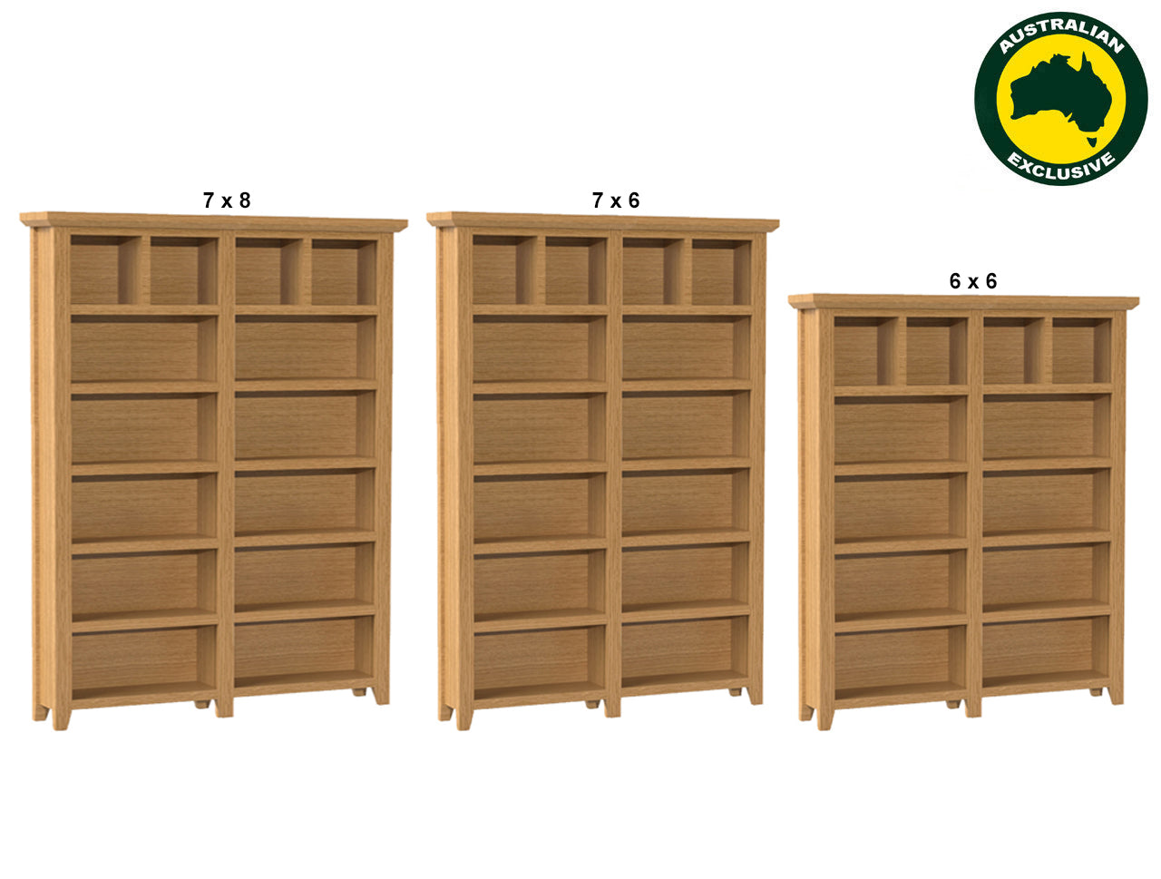 PRINCIPLE (AUSSIE MADE) BOOKCASE PIGEON PAIRED COLLECTION - ASSORTED STAINED COLOURS - STARTING FROM $1199