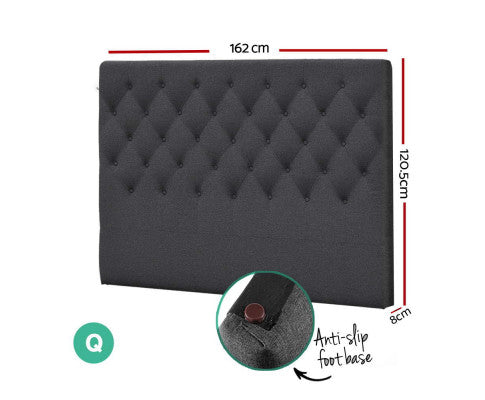 QUEEN CELCIUS LINEN FABRIC HEADBOARD BEDHEAD - BEDHEAD HEIGHT 1200(H) - CHARCOAL