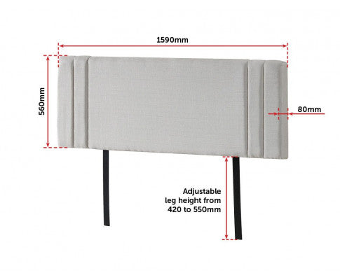 QUEEN ANDORRA LINEN FABRIC HEADBOARD BEDHEAD - BEIGE