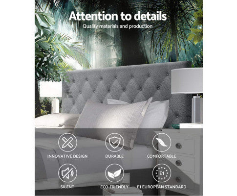 QUEEN CELCIUS LINEN FABRIC HEADBOARD BEDHEAD - BEDHEAD HEIGHT 1200(H) - GREY