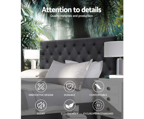 QUEEN CELCIUS LINEN FABRIC HEADBOARD BEDHEAD - BEDHEAD HEIGHT 1200(H) - CHARCOAL