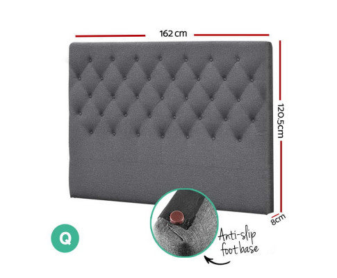 QUEEN CELCIUS LINEN FABRIC HEADBOARD BEDHEAD - BEDHEAD HEIGHT 1200(H) - GREY