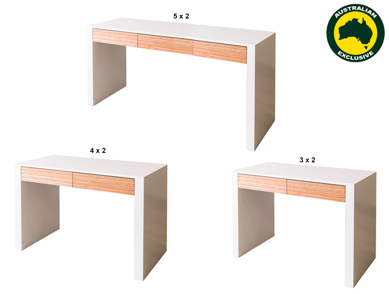 QUINN (AUSSIE MADE) DESK COLLECTION - ASSORTED PAINTED / STAINED COLOURS - STARTING FROM $699