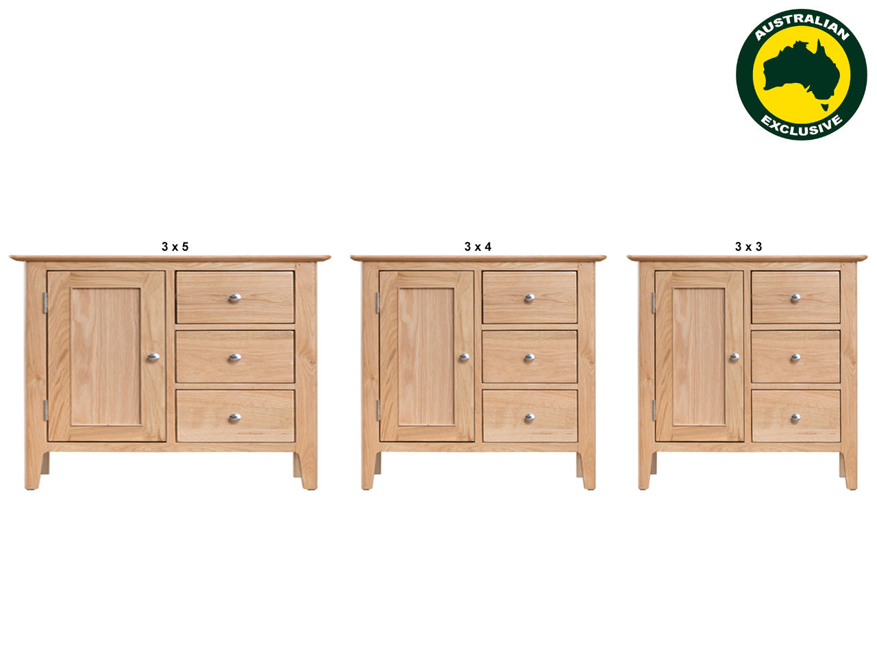 ROBINHOOD (AUSSIE MADE) BUFFET COLLECTION - TASSIE OAK COMBINATION - ASSORTED STAINED COLOURS - STARTING FROM $899