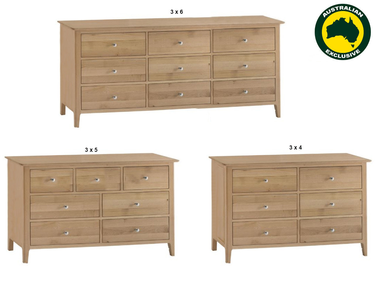 ROBINHOOD (AUSSIE MADE) LOWBOY COLLECTION - TASSIE OAK COMBINATION - ASSORTED STAINED COLOURS - STARTING FROM $1399