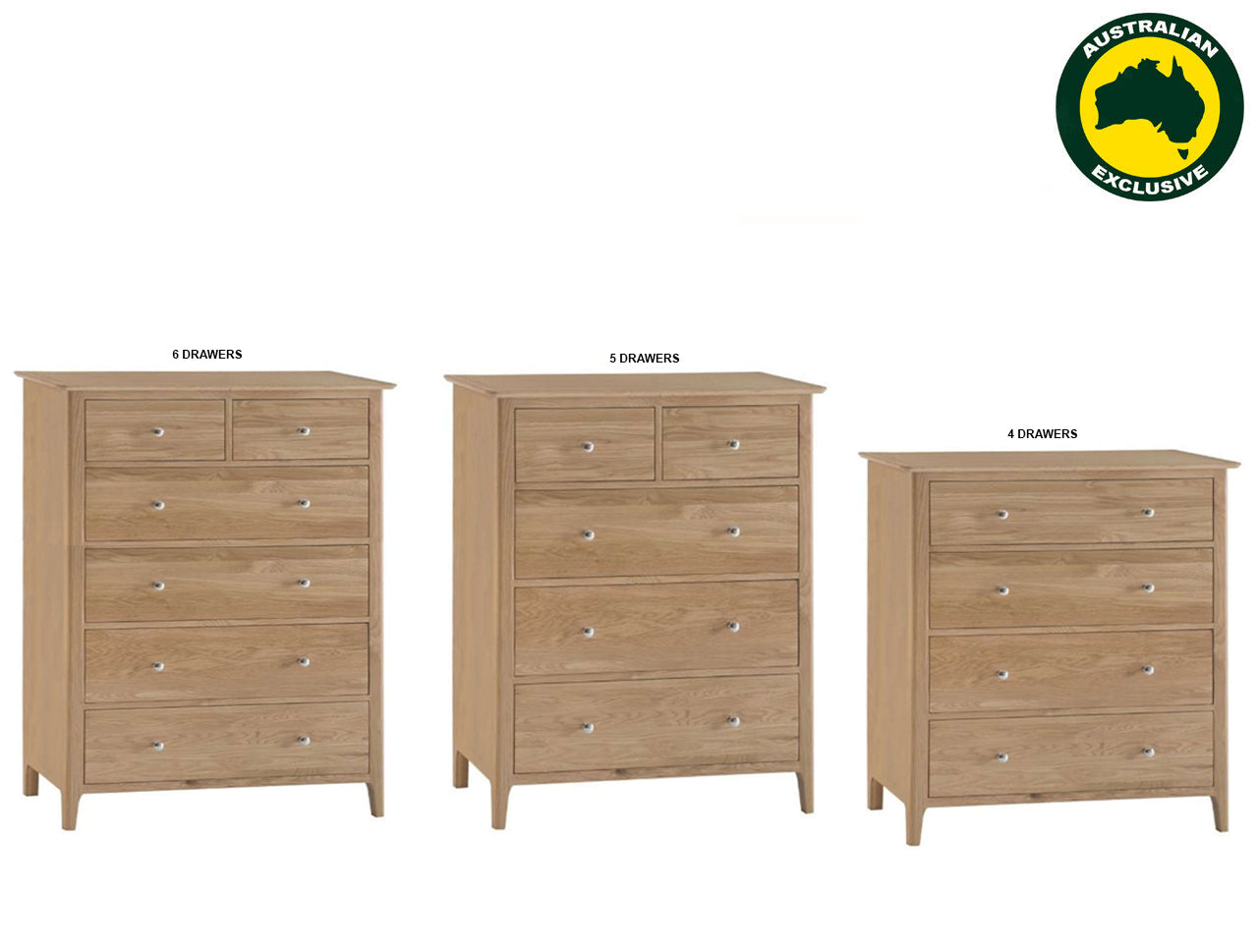 ROBINHOOD (AUSSIE MADE) TALLBOY COLLECTION - TASSIE OAK COMBINATION - ASSORTED STAINED COLOURS - STARTING FROM $999