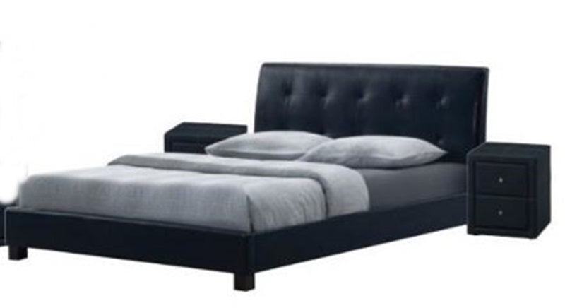 ROSE (WD-8144) QUEEN 3 PIECE BEDSIDE BEDROOOM SUITE - LEATHERETTE - BLACK OR WHITE 