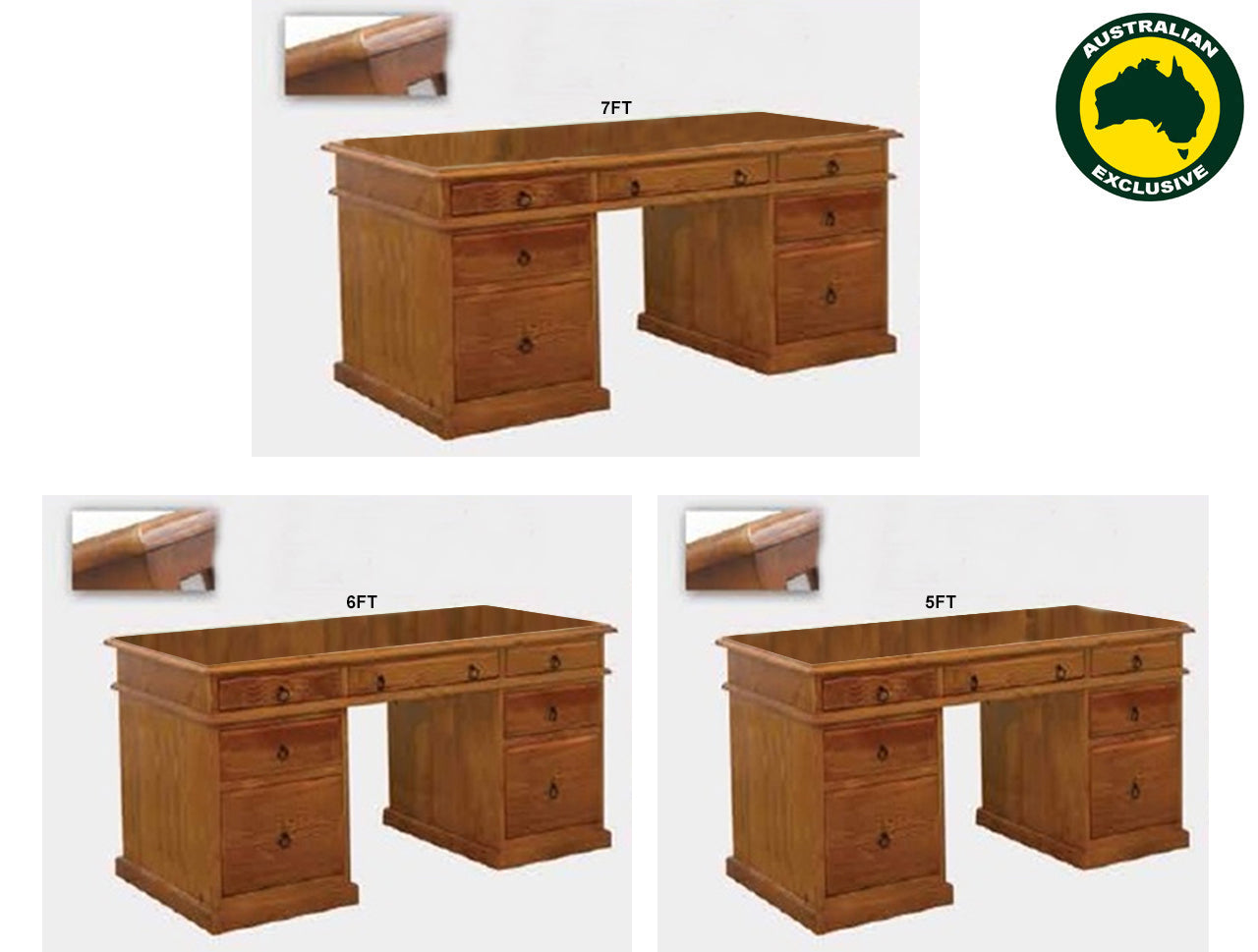 REBECCA (AUSSIE MADE) DESK COLLECTION - ASSORTED STAINED COLOURS - STARTING FROM $1499