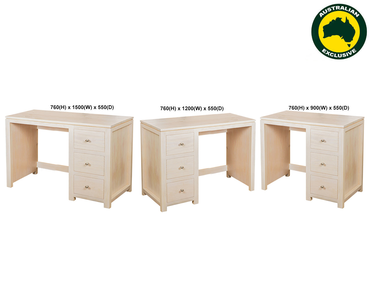 RETRO (AUSSIE MADE) 3 DRAWER DESK COLLECTION - ASSORTED PAINTED COLOURS - STARTING FROM $899