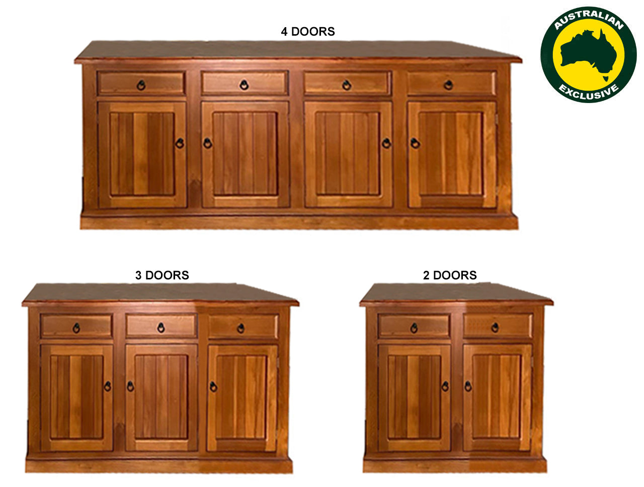 RIKKIE (AUSSIE MADE) BUFFET WITH PICTURE FRAME DRAWERS COLLECTION - ASSORTED STAINED COLOURS - STARTING FROM $899