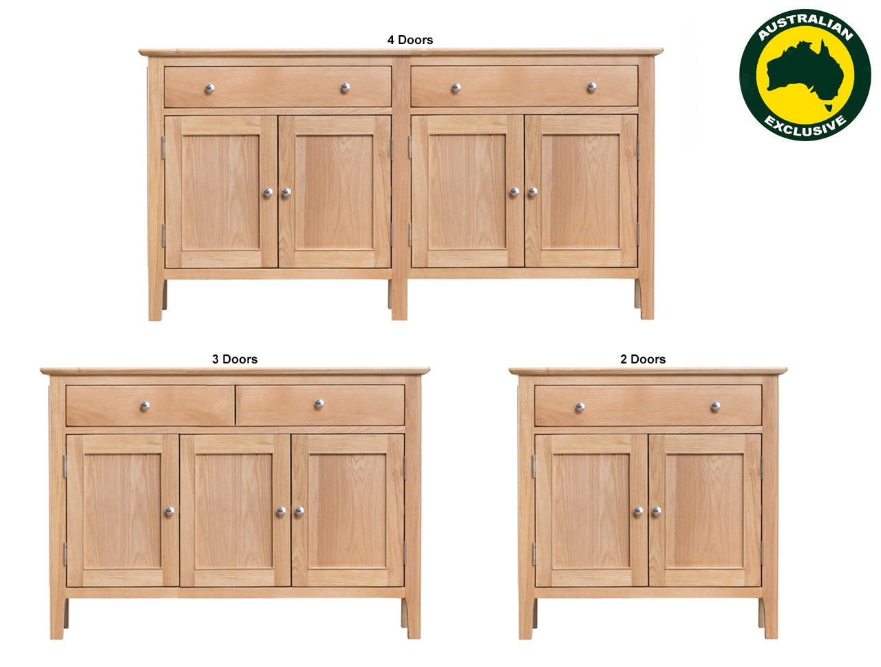 ROBINHOOD (AUSSIE MADE) SMALL BUFFET COLLECTION - TASSIE OAK COMBINATION - ASSORTED STAINED COLOURS - STARTING FROM $699