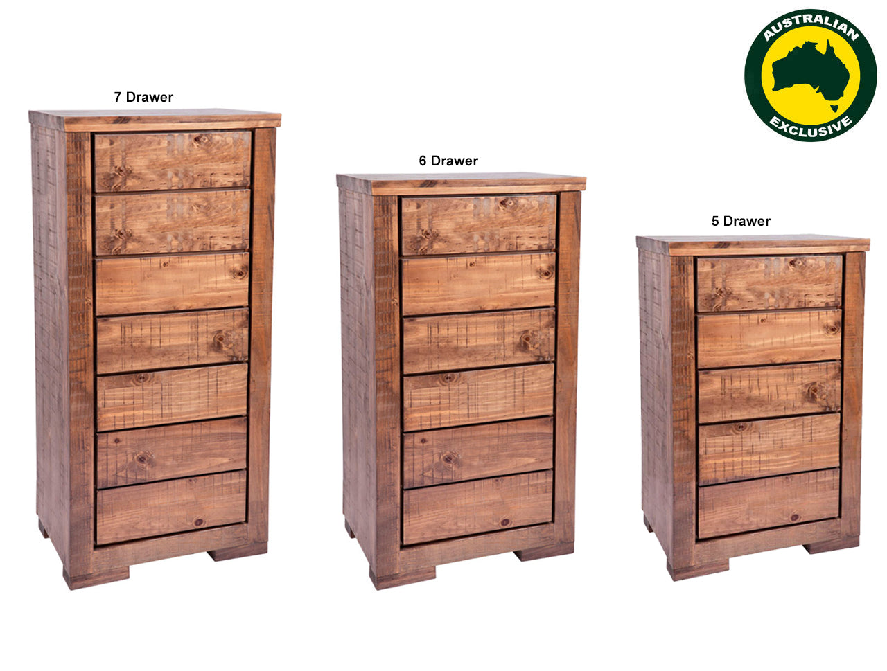 RUSTICED (AUSSIE MADE) NARROWBOY COLLECTION - ASSORTED STAINED COLOURS - STARTING FROM $799
