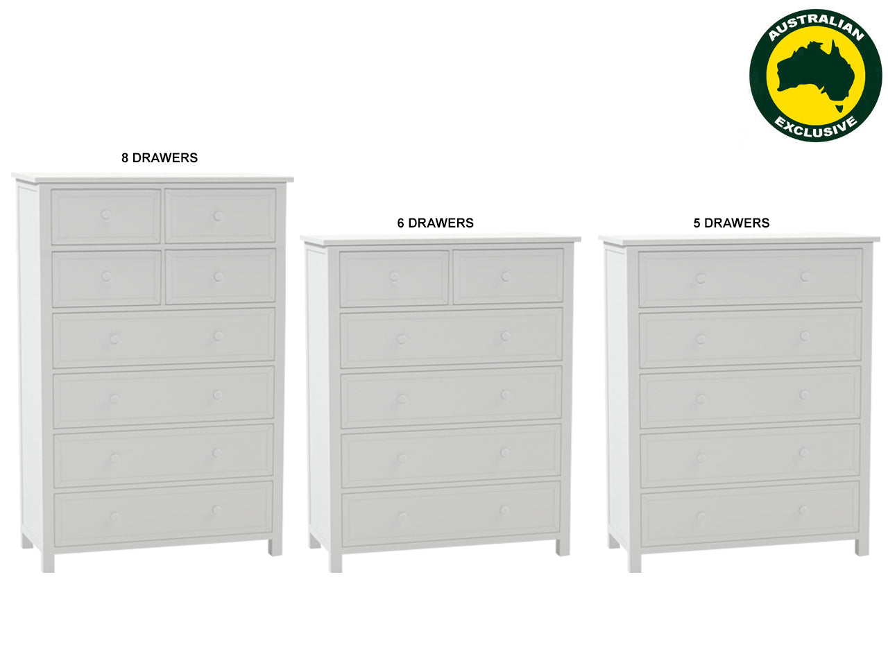 SHERBROOKE (AUSSIE MADE) TALLBOY COLLECTION - ASSORTED PAINTED COLOURS - STARTING FROM $999