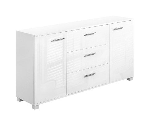 BENNY 2 DOORS/ 3 DRAWERS SIDEBOARD - 740(H) x 1380(W) x 350(D) - HIGH GLOSS WHITE