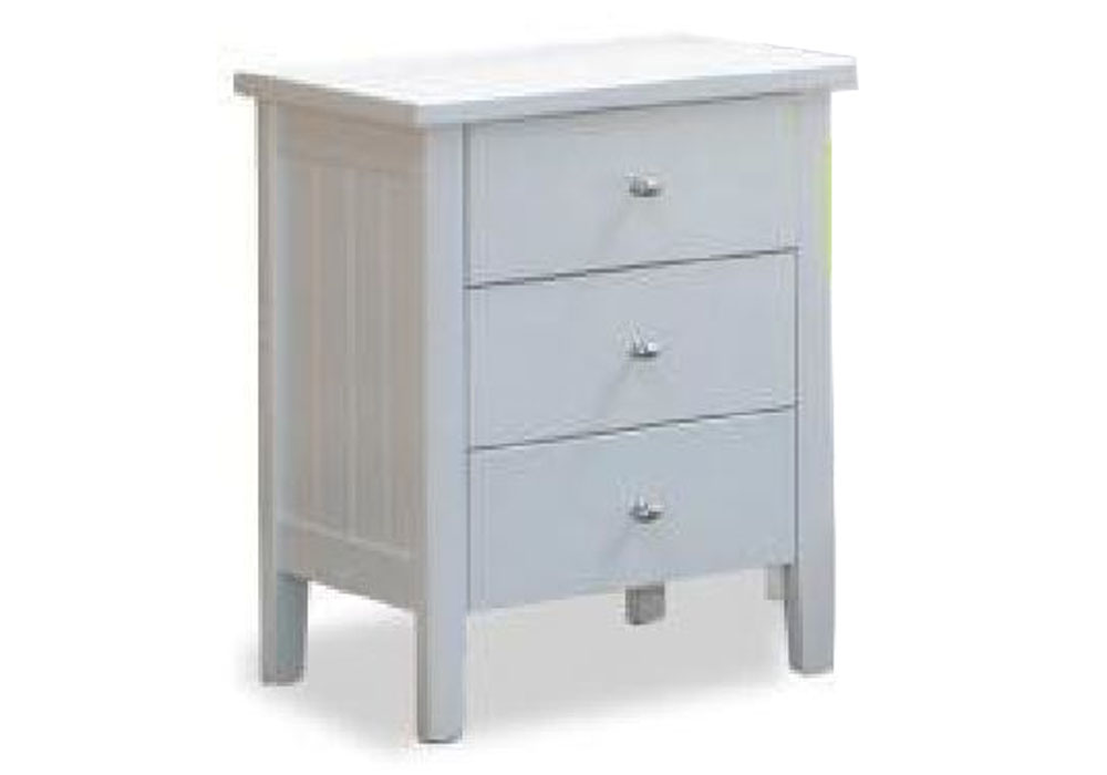 SIMPLY 3 DRAWER BEDSIDE TABLE - 645(H) x 475(W) - WHITE