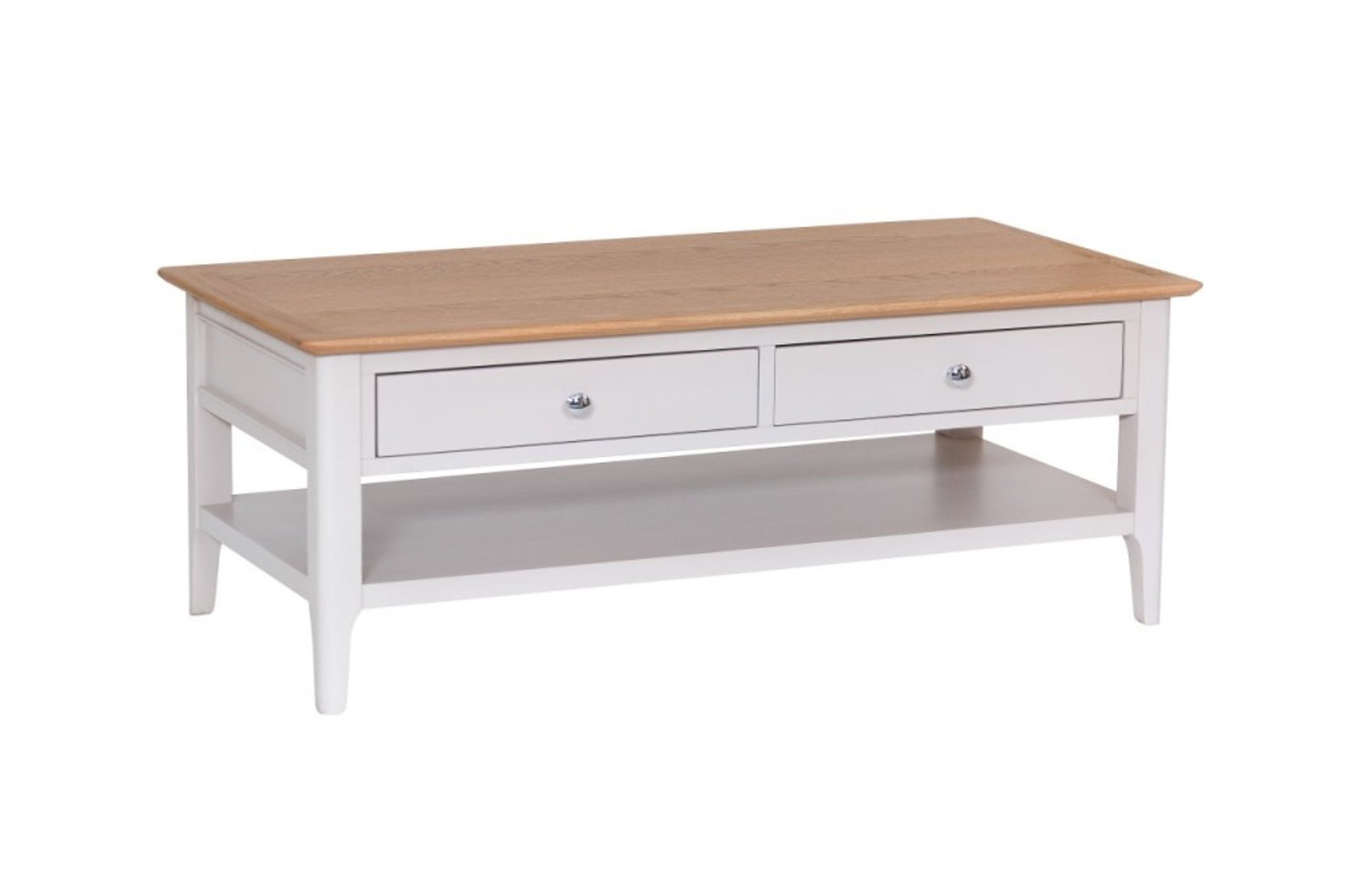 SPARING LARGE  COFFEE  TABLE WITH TWO DRAWERS (NTP-CT) - PALE GREY / OAK 
