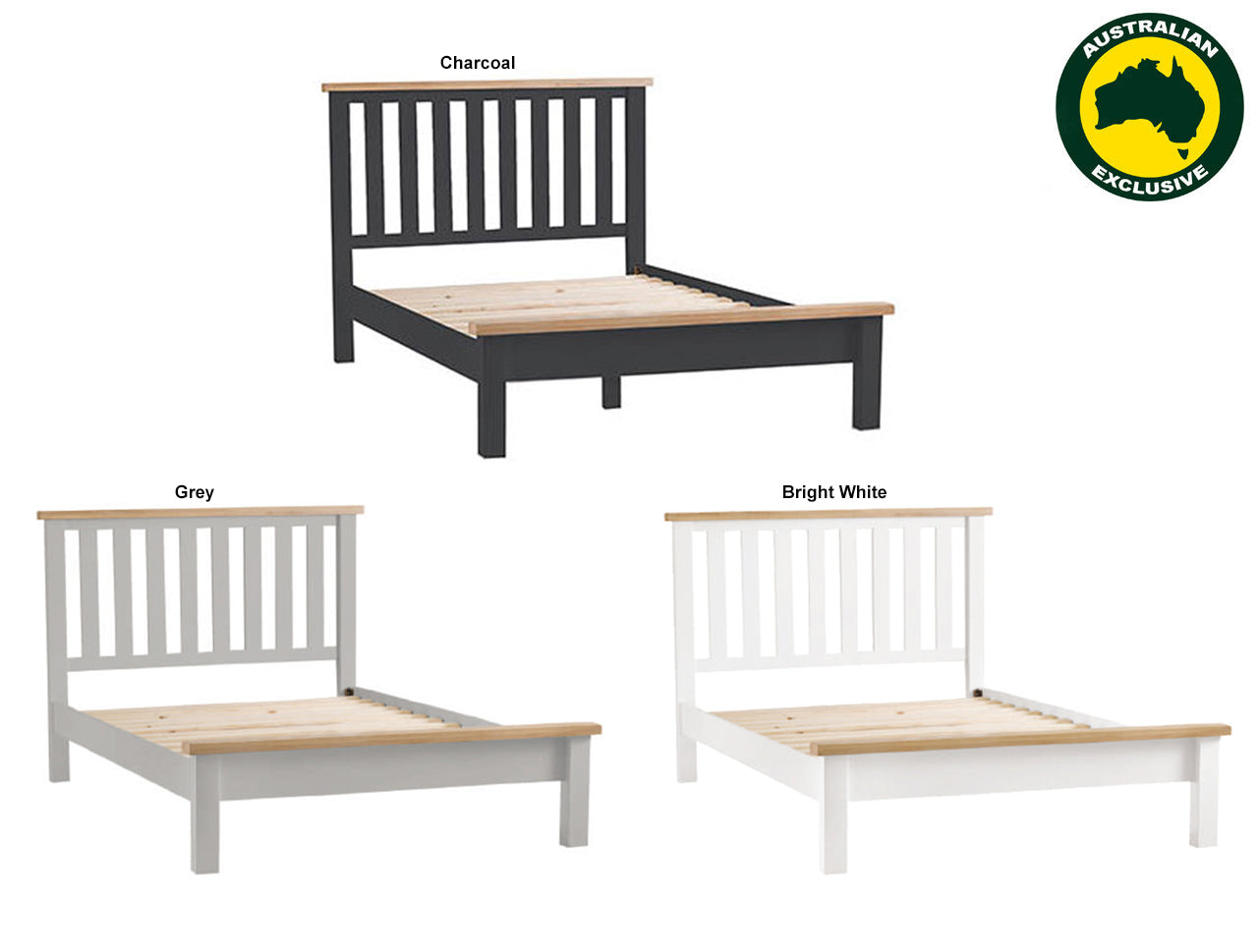 KING SINGLE SPENCER (AUSSIE MADE) BED FRAME COLLECTION - CUSTOM WOOD / TASSIE OAK COMBINATION - ASSORTED PAINTED / STAINED COLOURS - STARTING FROM $1199