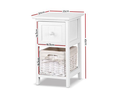 2 PCS JOSEPHINE 1 DRAWER BEDSIDE TABLE - WHITE