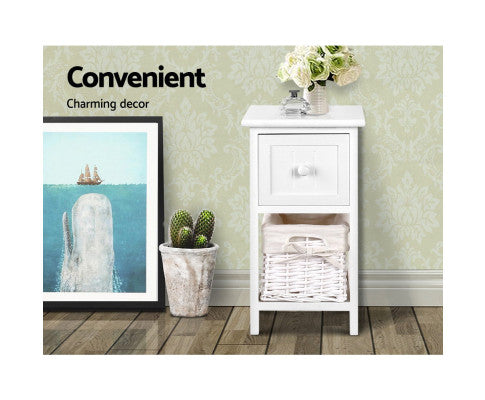 2 PCS JOSEPHINE 1 DRAWER BEDSIDE TABLE - WHITE