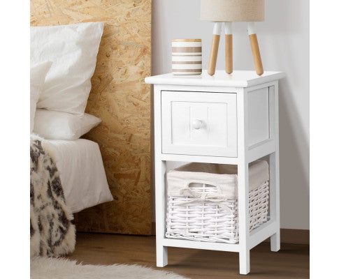 2 PCS JOSEPHINE 1 DRAWER BEDSIDE TABLE - WHITE