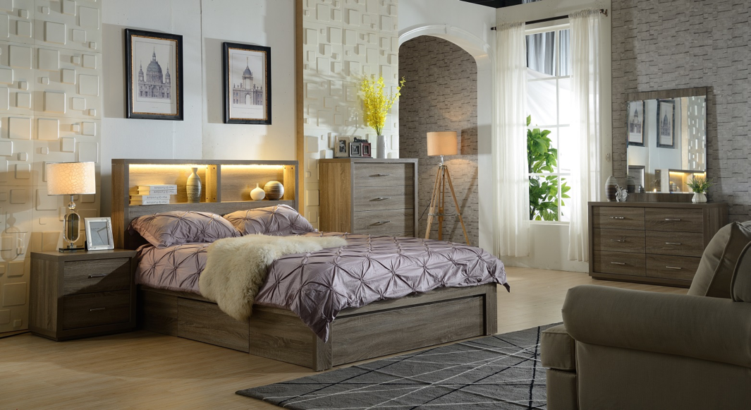 MOROCCO 5 DRAWER TALLBOY - 1233(H) x 900(W) - MOCHA OAK