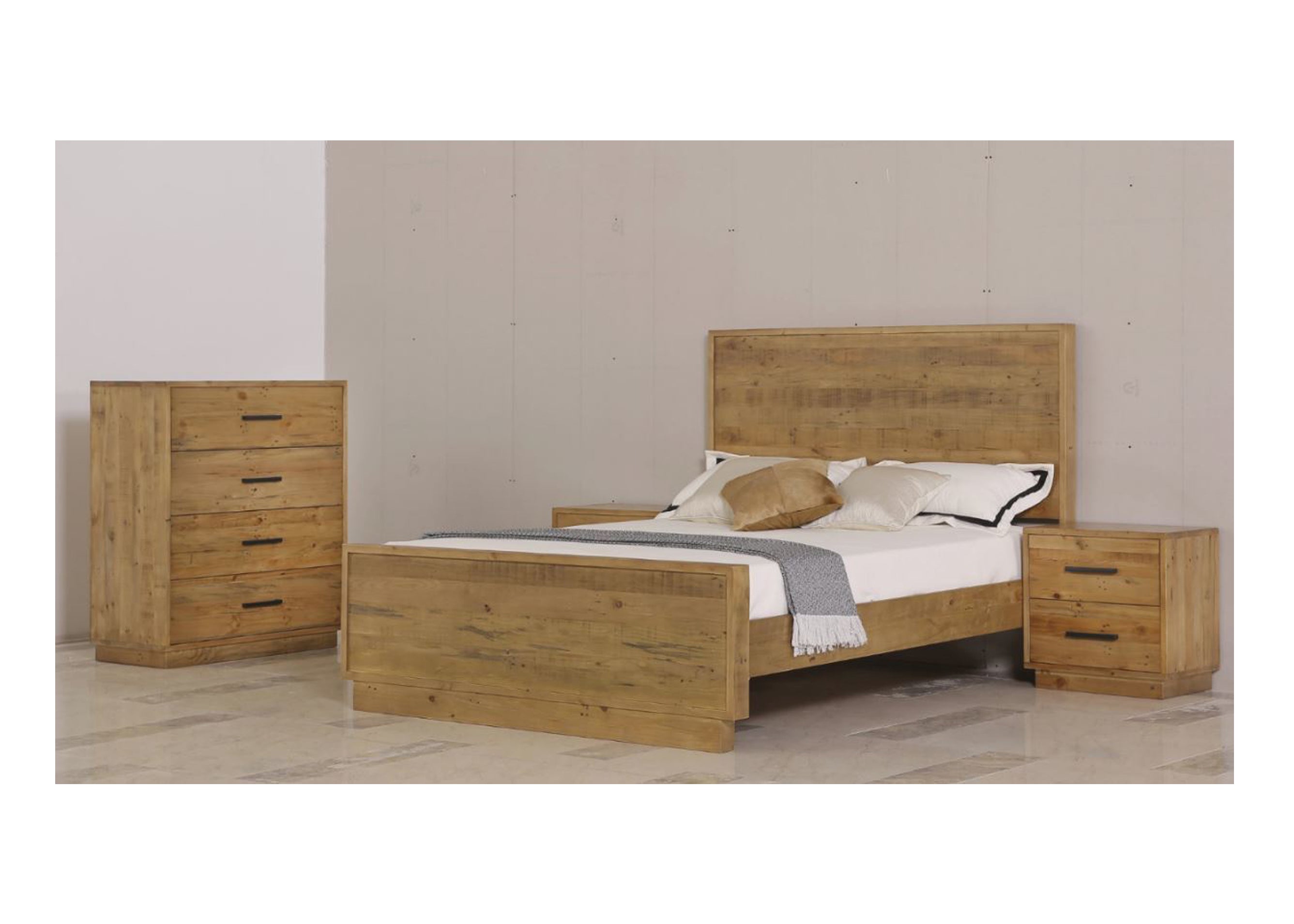 SYRACUSE KING SINGLE 3 PIECE (TALLBOY) BEDROOM SUITE - (MODEL:1-21-7-21-19-20) - AS PICTURED