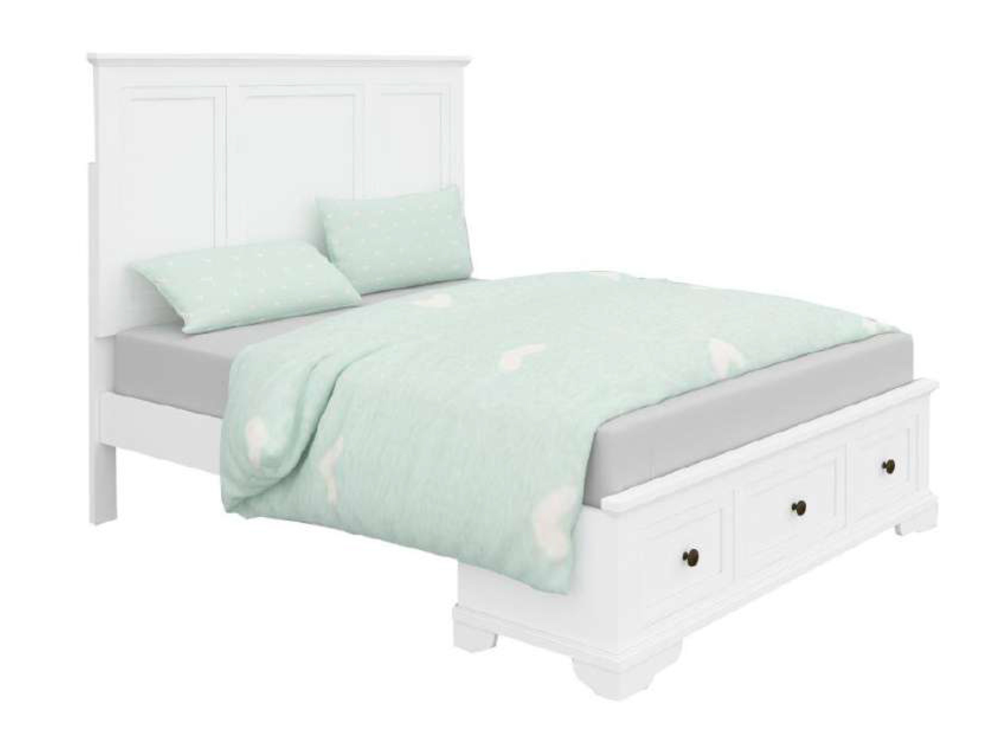 KING AUSTIN TIMBER BED FRAME - WHITE