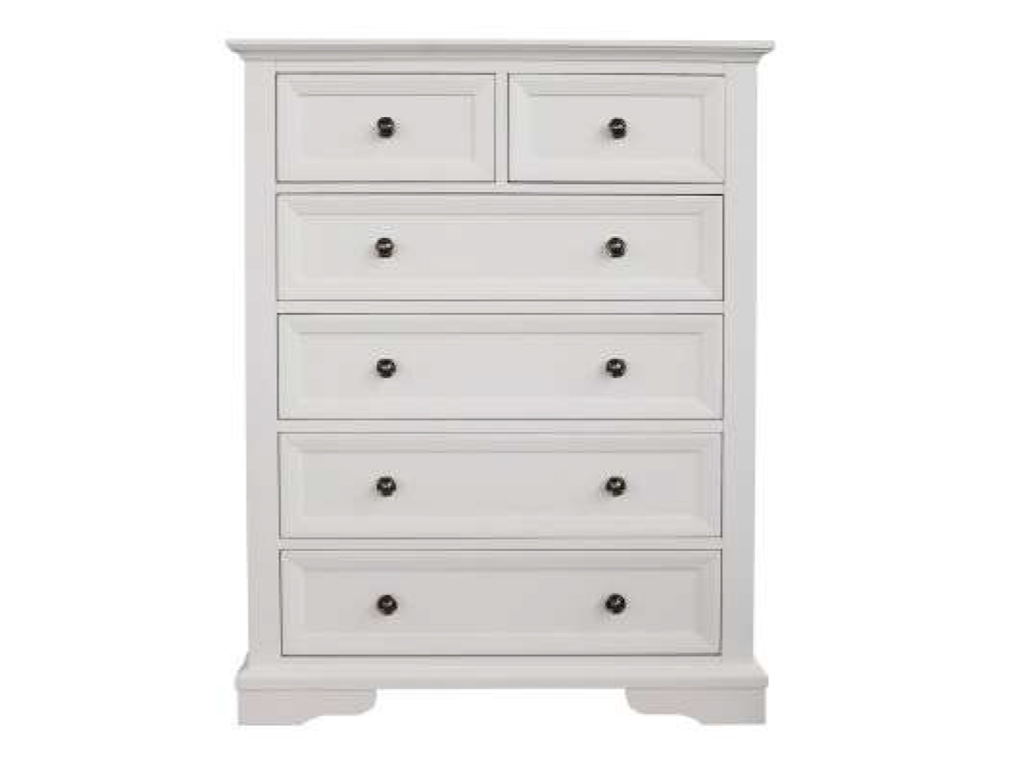 AUSTIN 6 DRAWER SPLIT TOP TALLBOY - 1255(H) x 970(W) - WHITE