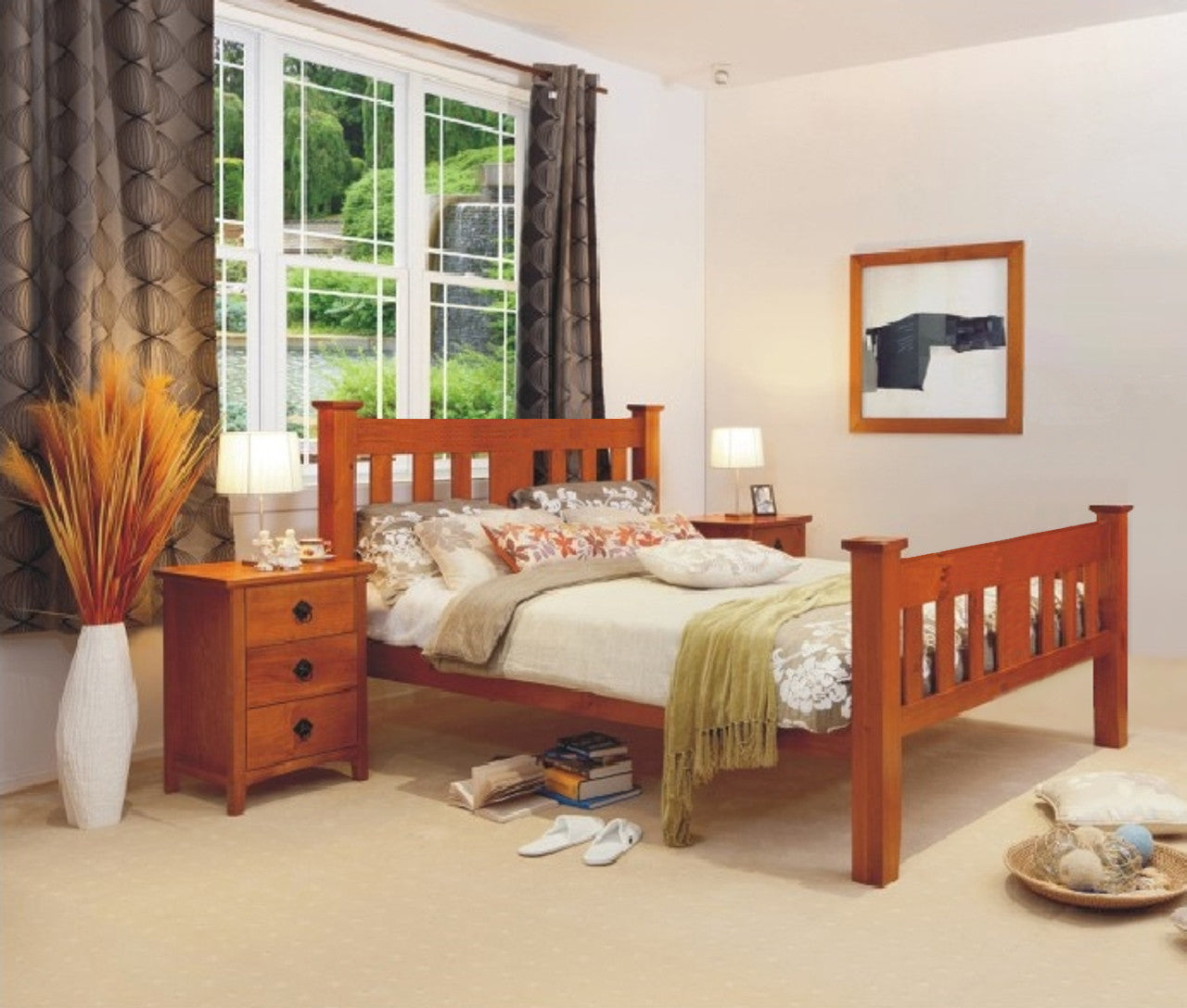 KING SINGLE MADALINE (AUSSIE MADE) STRAIGHT FEDERATION BED ONLY - ASSORTED STAINED COLOURS