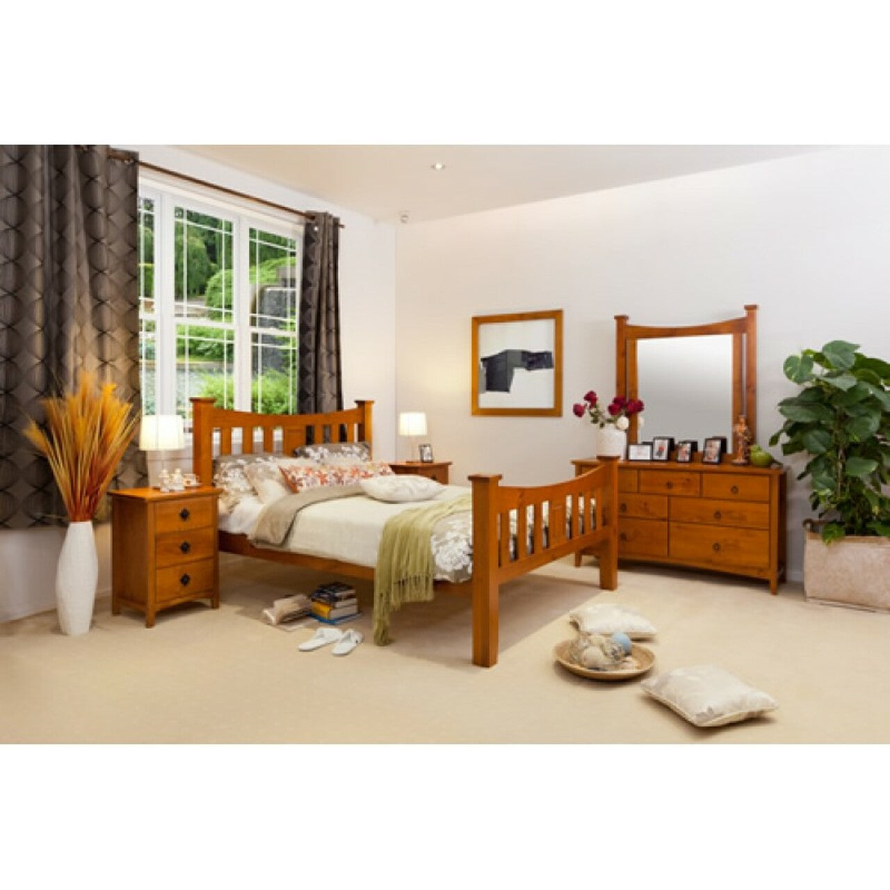 MADALINE (AUSSIE MADE) SINGLE OR KING SINGLE 5 PIECE  BEDROOM SUITE - ASSORTED STAINED COLOURS