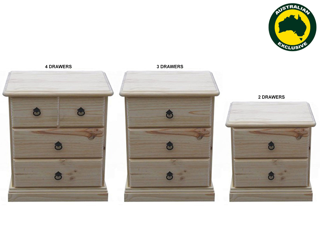 SIERRA (AUSSIE MADE) BEDSIDE TABLE COLLECTION - ASSORTED STAINED COLOURS - STARTING FROM $399